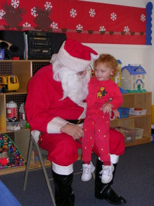No way is this beautiful two-year-old going to grow up and stop believing in Santa.